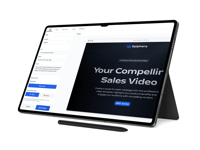 VSL platform preview on a tablet
